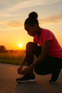 Time to lace up for a refreshing morning run as the sun rises