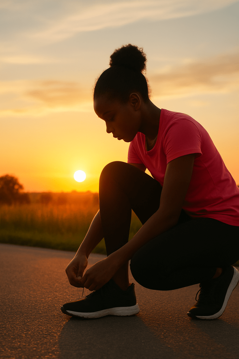 Time to lace up for a refreshing morning run as the sun rises